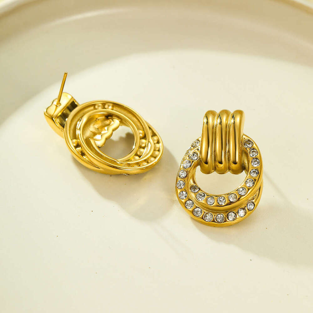 Stainless Irregular Ring Buckle Autumn and Winter Titanium Steel Fashion High-end Light Earrings for Women