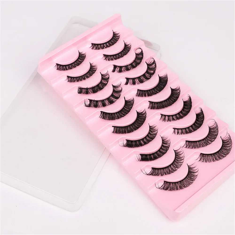 10 pairs DD Curl Lashes Russian Strip Lashes 3D Mink Eyelashes Natural Long Reusable Fluffy Eyelash Extensions Z250730