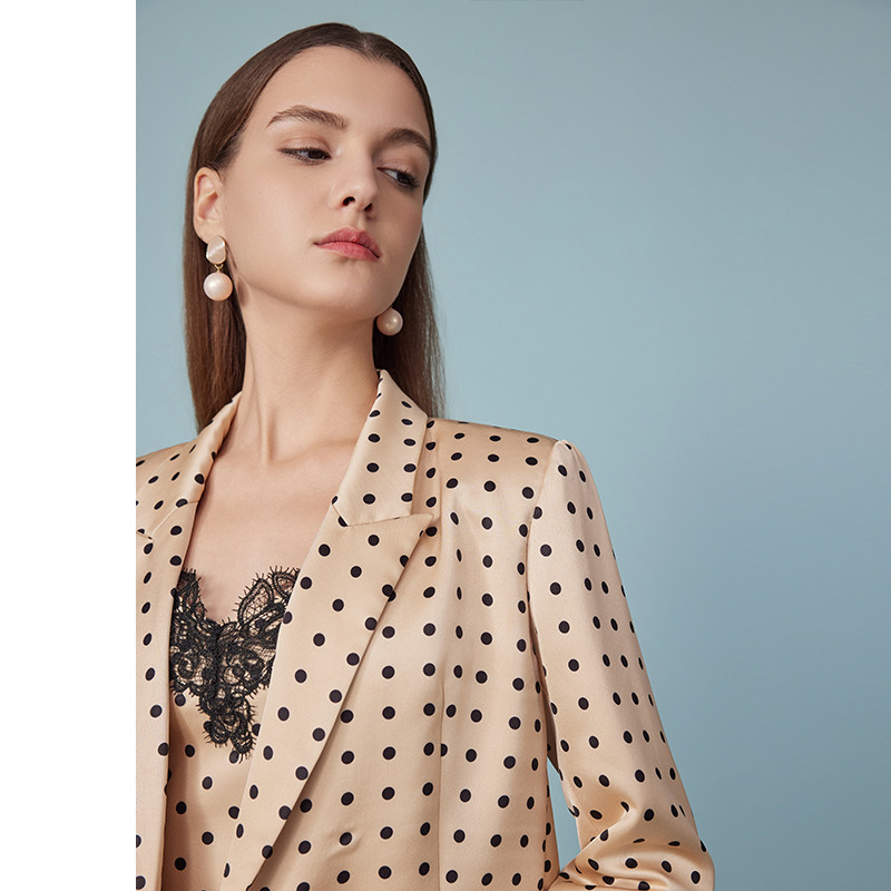 2025 Summer New Arrival Mid-Length Temperament All-match Jacket Polka Dot Long Sleeve Senior Suit Women 6112326