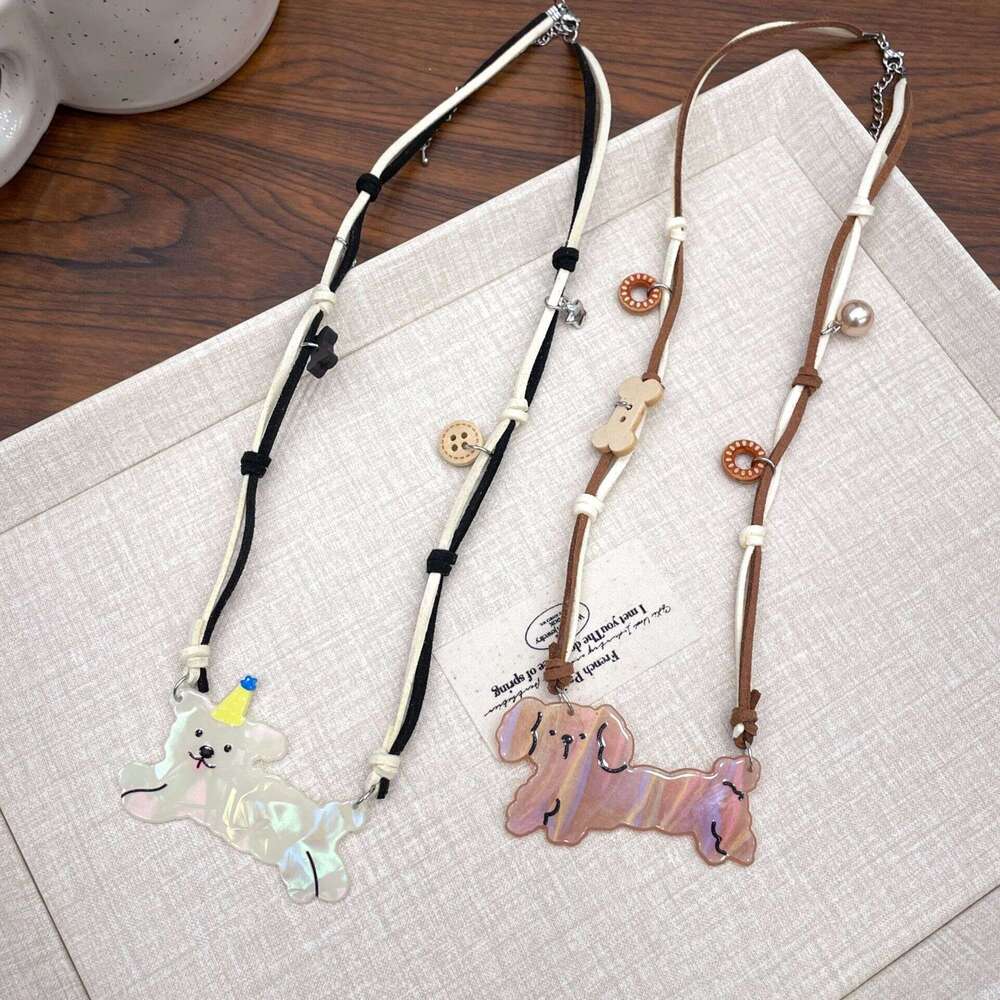 New Long Strip Puppy Braided Necklace for Women, Hot Girl Sweet Cool Cartoon Design, American Style Cute Niche Playful Dopamine e10
