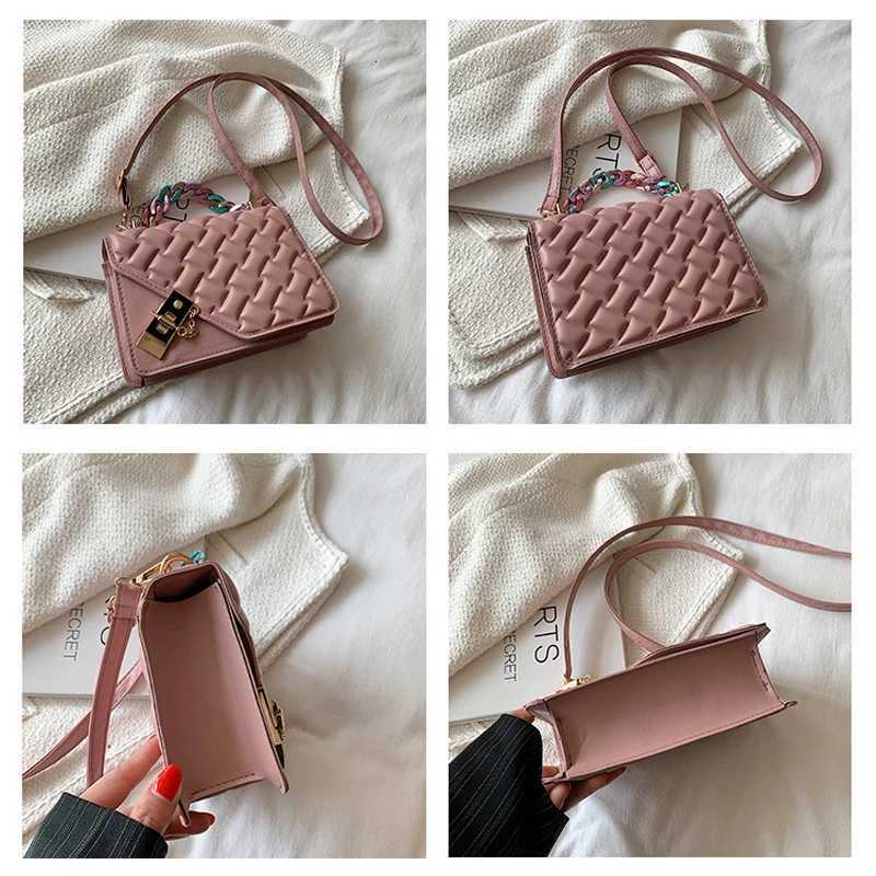 New Flap Crossbody Bags Small Square Wen Shoulder Bag Plaid Pu Leather Designer Handbags Chain Lady Wens Bag Y250730