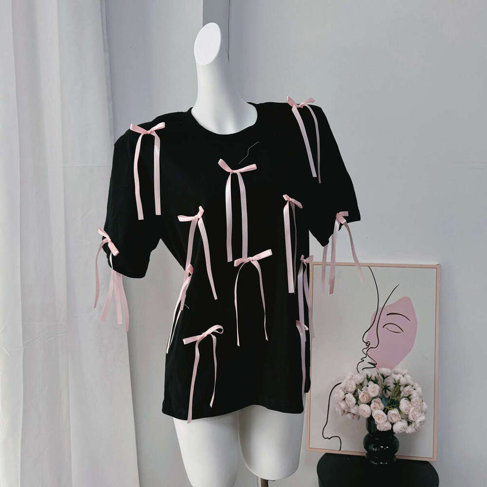 Summer New Long Tassel Short Sleeve T-Shirt For Women Casual Loose Pure Cotton Top Ins Style B5