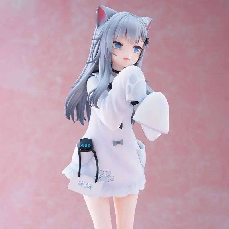 PVC Action Figure Toys 21CM Collection Kawaii Gift Model Desktop Decoration Cute Cat Ears Beautiful Girl Anime