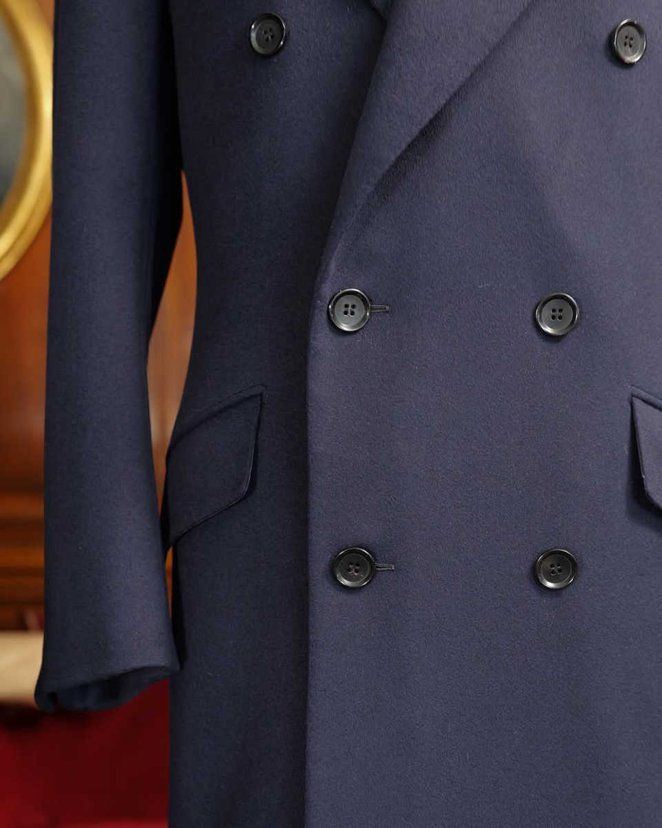 Handsome One Piece Formal Men Suits Wedding Tuxedos Thick Wool Long Coat Men Jacket Double Breasted Peaked Lapel Blazer Business Custom Made