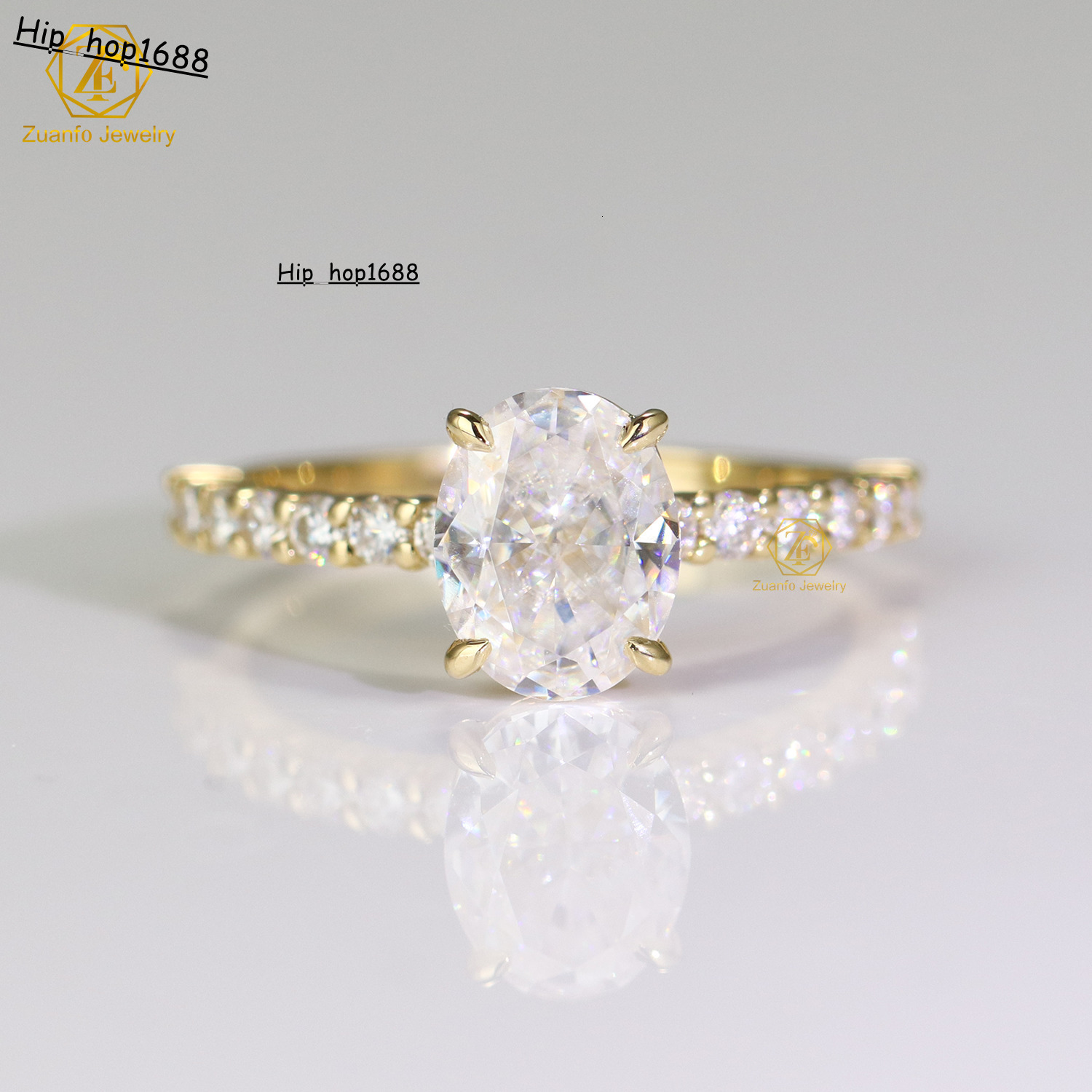 Wholesale IGI GIA Certified HPHT CVD VVS1 Lab Grown Oval Cut Diamond 3CT 5CT 14K 18K Solid Gold Jewelry Engagement Ring Women