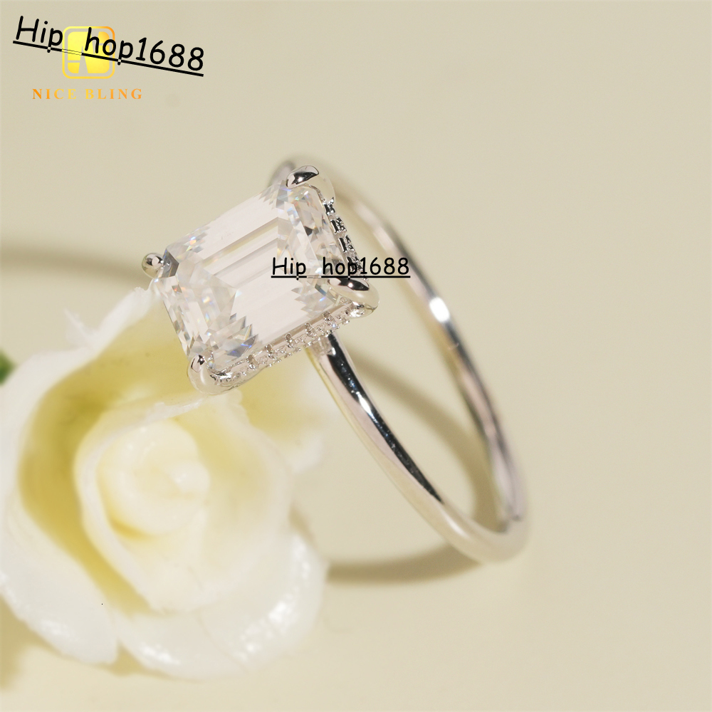 Classic Design Emerald Cut Square 925 Silver Diamond Princess Ring Fashion Engagement Jewelry for Women Wedding Ring