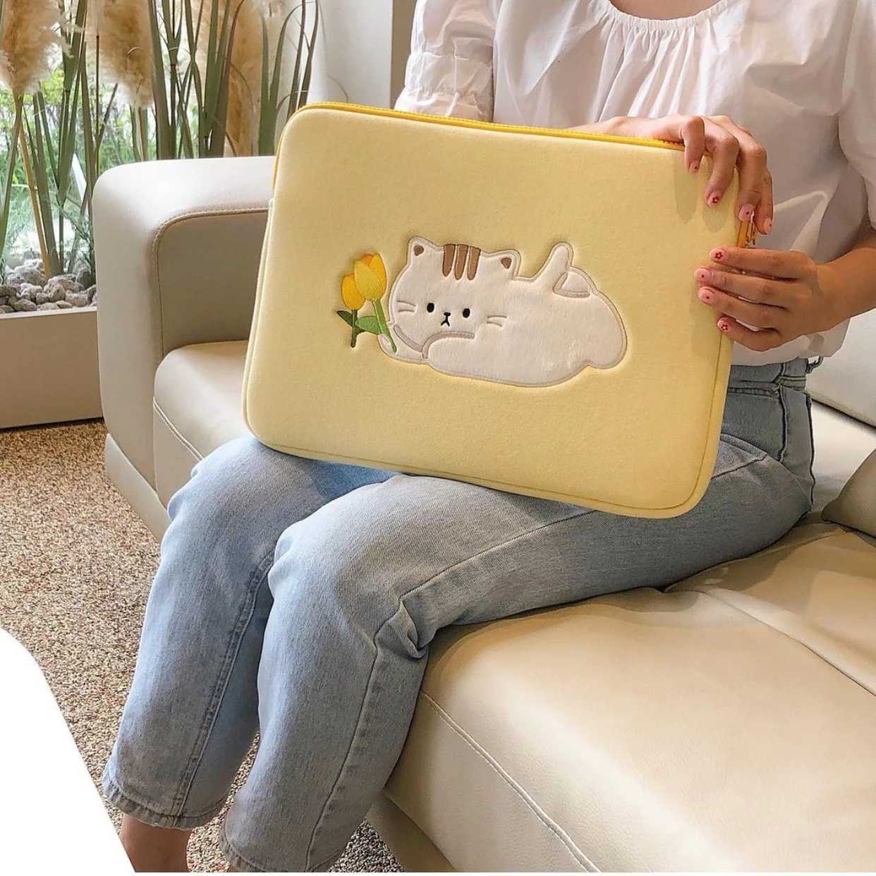 Ins Cute w Laptop Sleeve Bag 11 13 14 15 15.6 Inch PC Case Cover Book Air Pro Retina Notebook Computer Bag Wen y250730