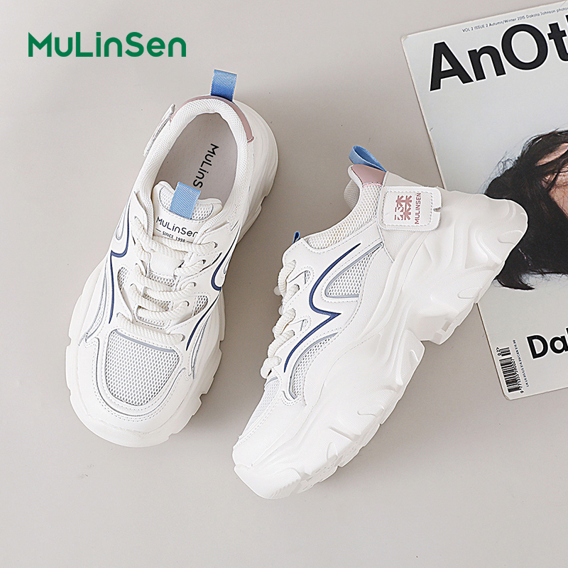 Mulinsen Italian small sailboat dad shoes women's 2025 spring and summer new white shoes comfortable all-match casual shoes