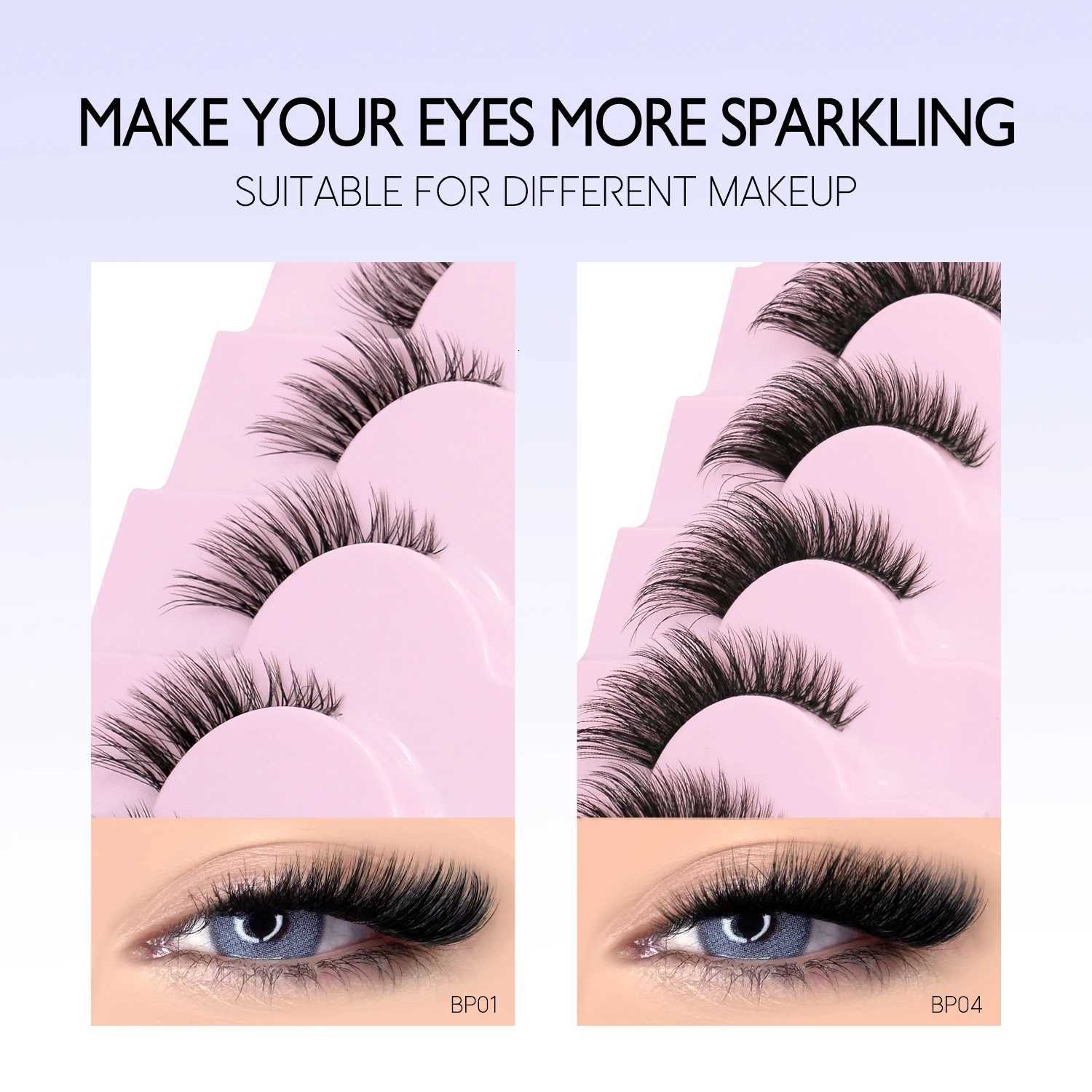 RINNEYA Half Eyelashes Natural Cat Eye Lashes Soft Wispy Clear Band Lashes With Winged Ends For Extended Eye Look Makeup Z250730