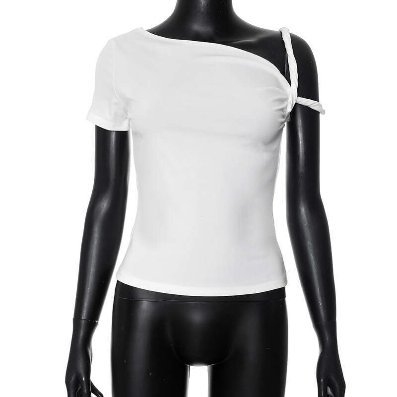 Ytp171 Women's Summer New Solid Color Kylie Style One-Shoulder Sexy Twist Asymmetric Top B5
