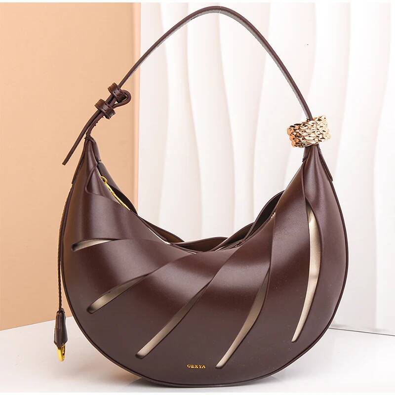 Hand-Woven Gold Handle Bird Nest Exquisite Brand Niche Designer New Cream White Half-Moon Shoulder Messenger Bag