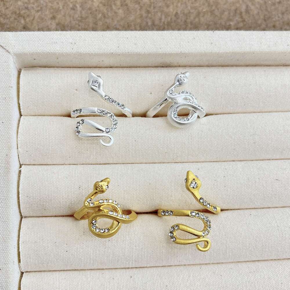 2024 New Brushed Wrapped Snake Minimalist Unique Personality Punk Vintage Niche Design Index Finger Ring 159