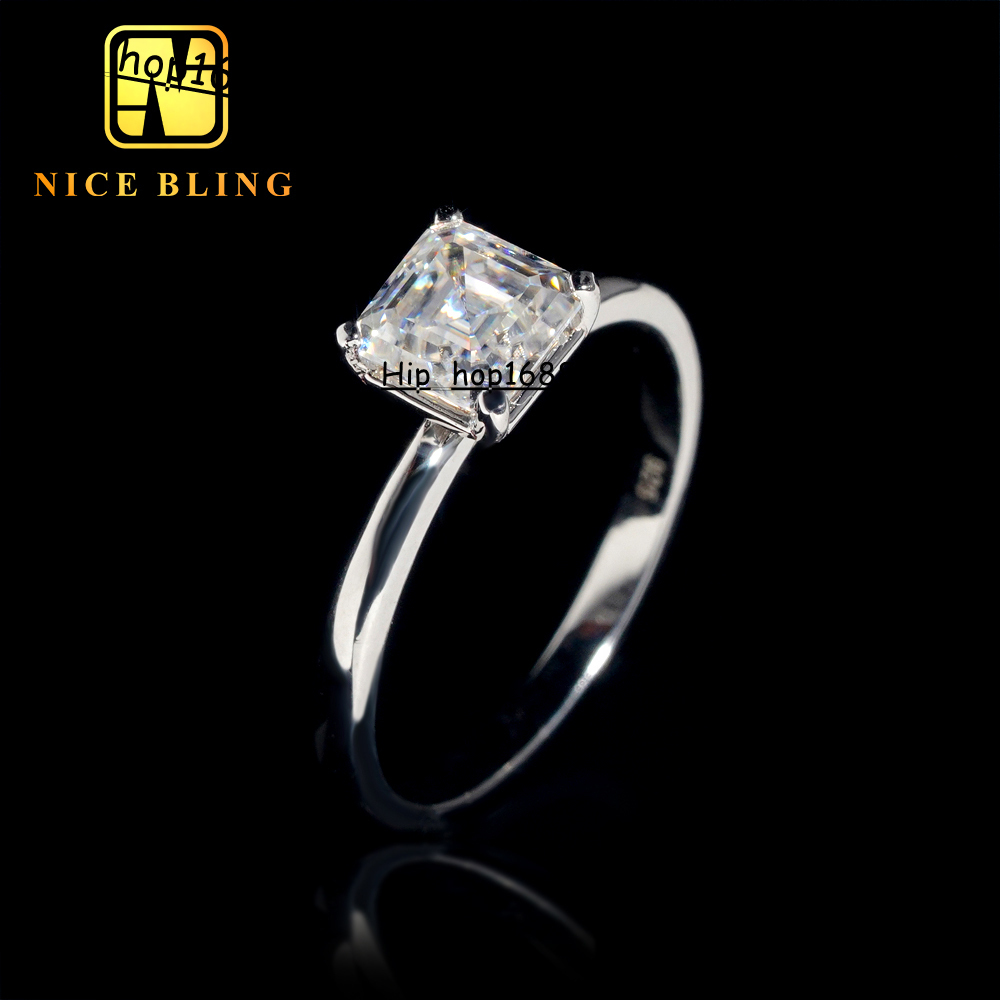GRA Pass Diamond Tester Moissanite Diamond Engagement Ring 925 Sterling Silver AsscherCut Wedding Ring