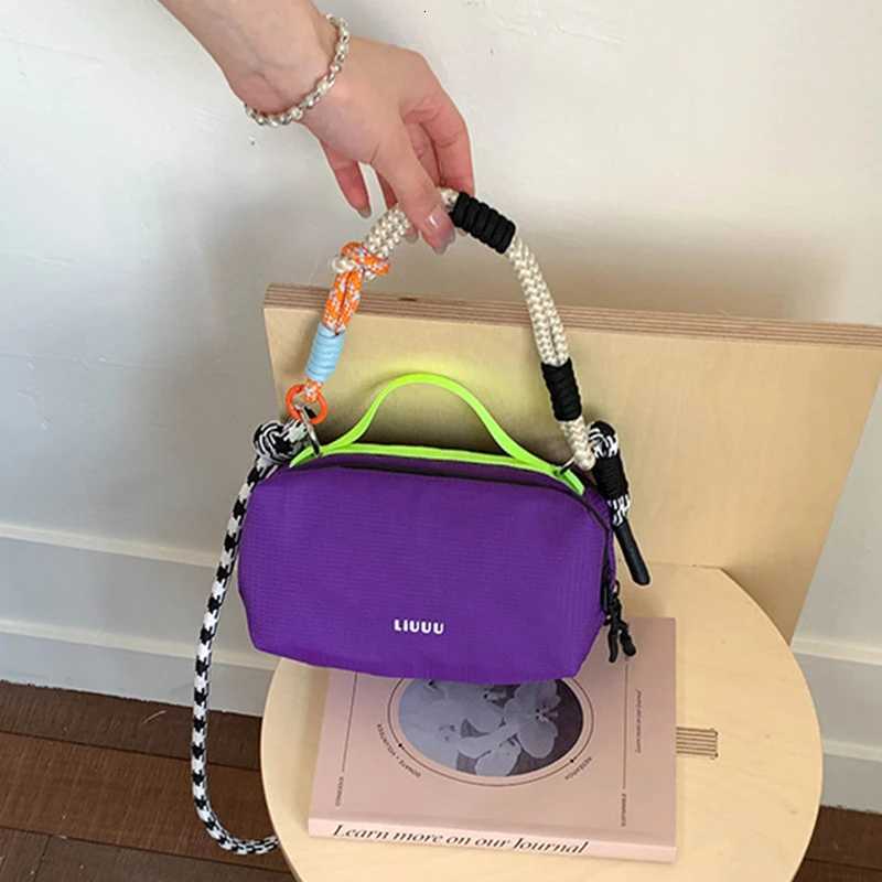 Trendy Large Capacity Sports Messenger Bag Colored Rope Small Square Bag Simple Handbag Row Tote Bags Multi-layer Shoulder Bag Y250730