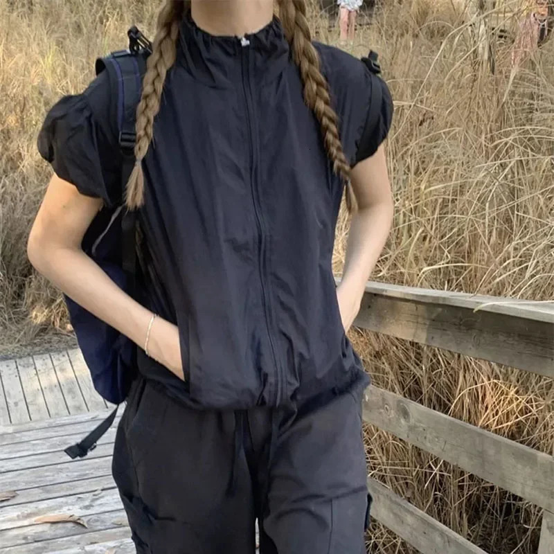 SMVP American Vintage Sports Jackets Women Mountaineer Short Sleeve Sunproof Coat Female Summer Thin Zipper Quick Drying Jacket 250729