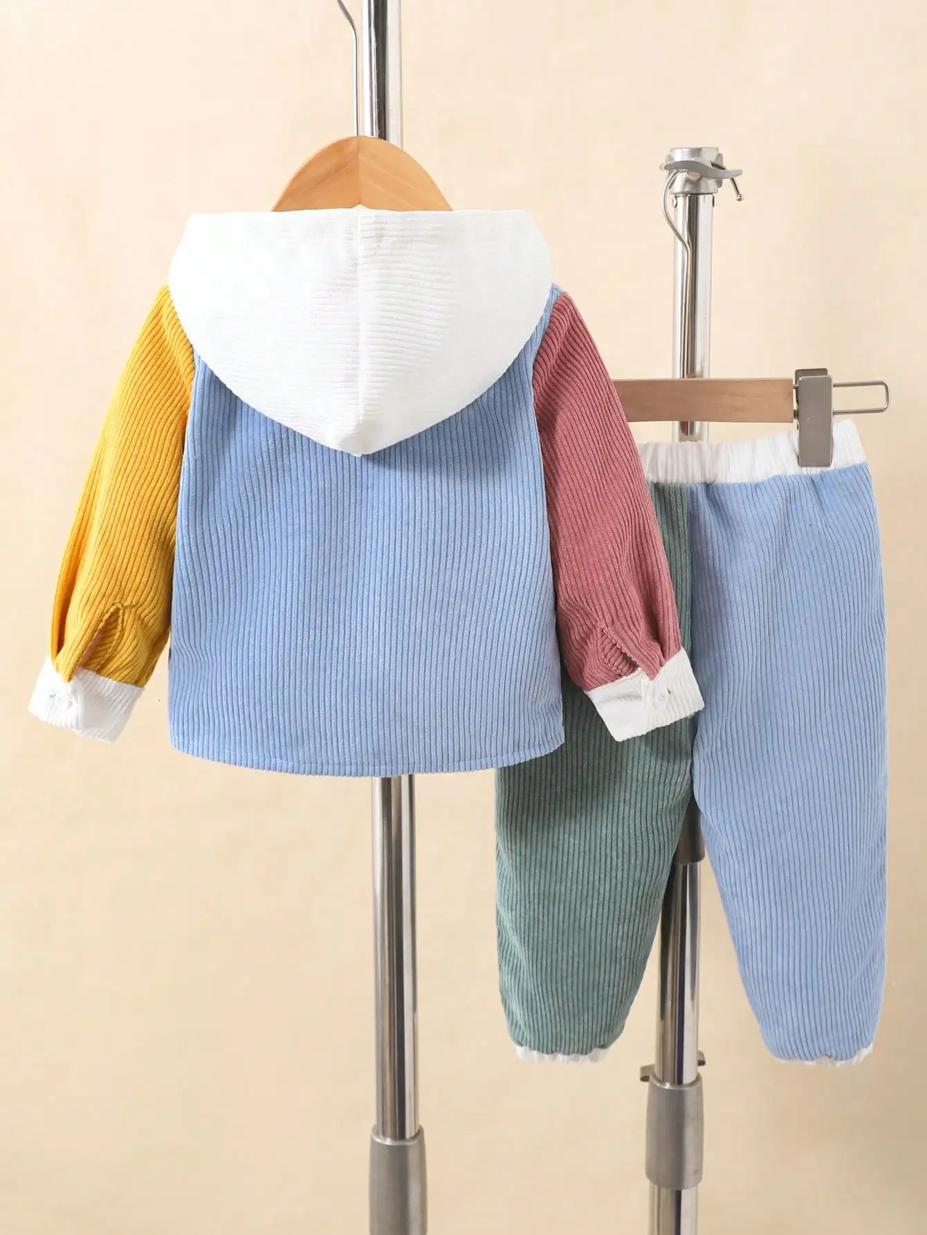 Spring And Autumn born Baby Casual Sports Set Boys Corduroy Patchwork Long-Sleeved Jacket Long Pants 2-Piece Set 250729