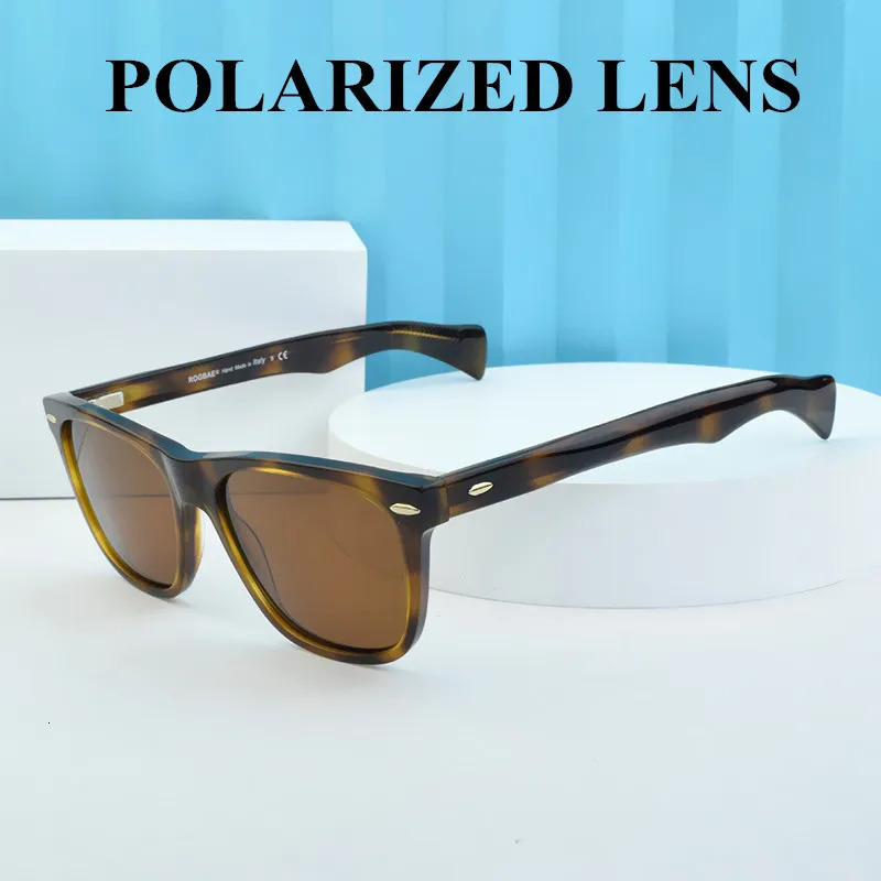 ROGBAE Vintage Acetate polarized Sunglasses Men S8581 High Quality Retro Sun glasse Sunglass UV400 250729