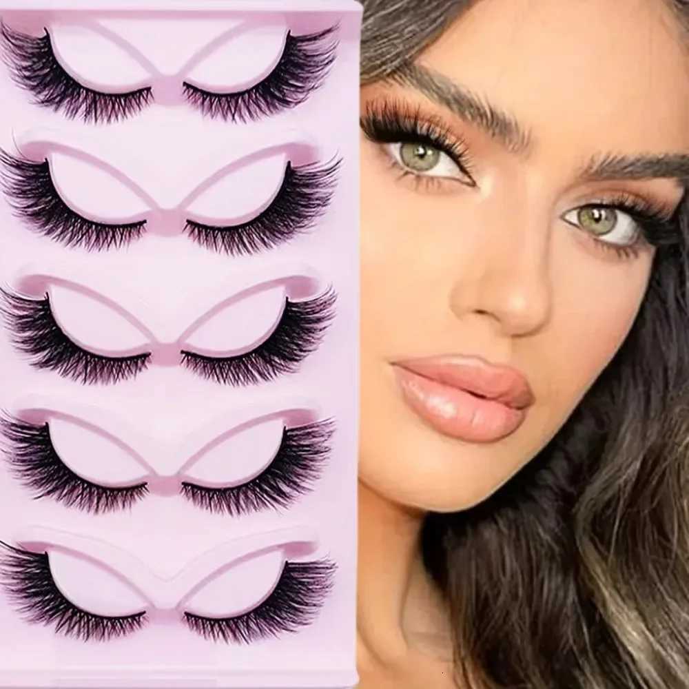 5 Pairs Cat Eye Lashes Wispy Fake Lashes Fluffy Cat Eye Lashes Extensions False Eyelashes Z250730