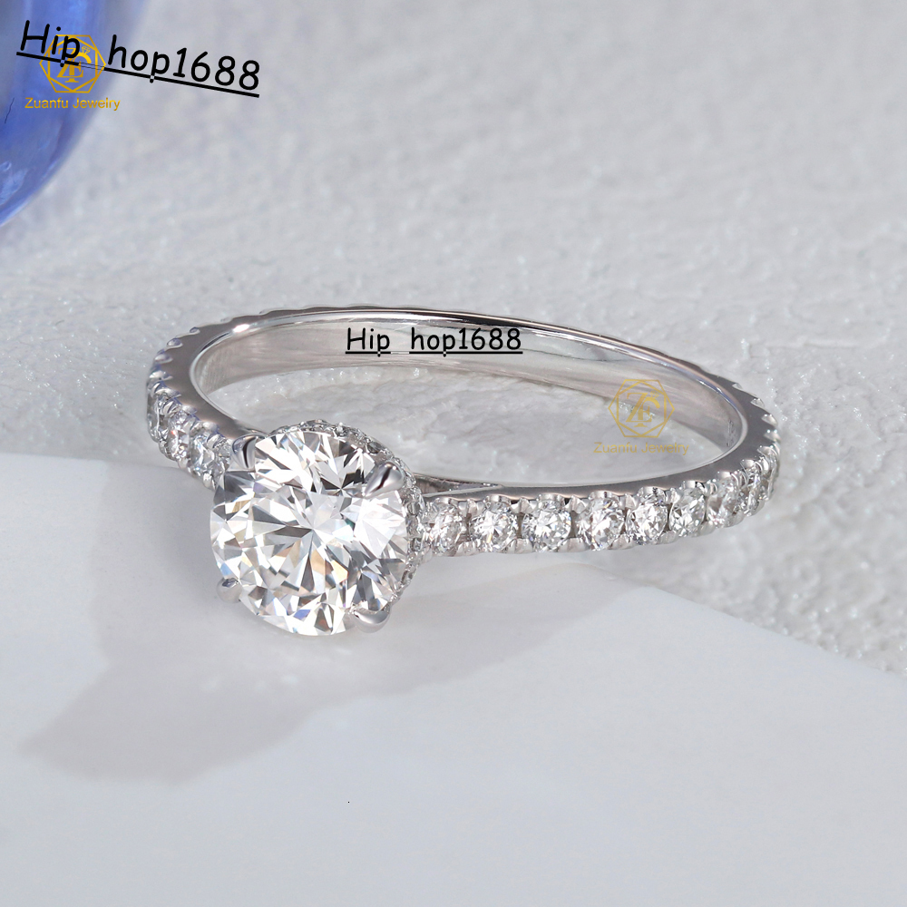 New Trendy 14K 18K Solid White Gold Engagement Ring IGI Certified round Lab Grown Diamond 1ct to 3ct HPHT CVD