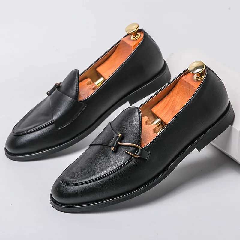 British Fion Mens Black Brown Slip On Leather Monk Strap Shoes M Penny Loafers Wedding Dress Formal Footwear Y250730