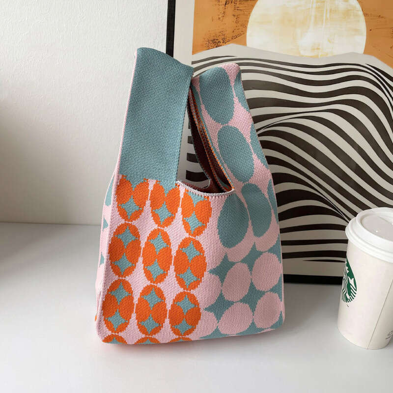 Unique Designer Heart Versatile Personality Knitted Shoulder Handbag Tote Women's Bag