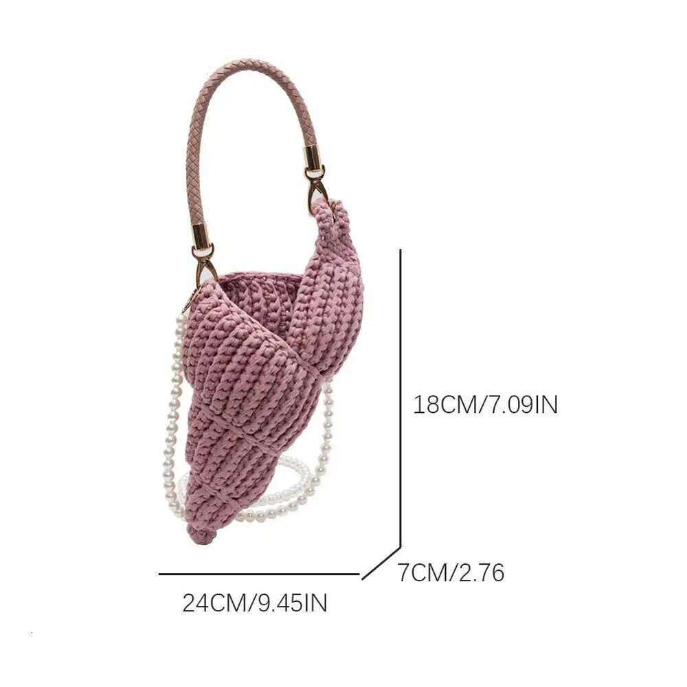 Handwoven Seashell For Women Solid Color Crochet Shell Crossbody Summer Beach Tote Vacation Handbag Shoulder Bag