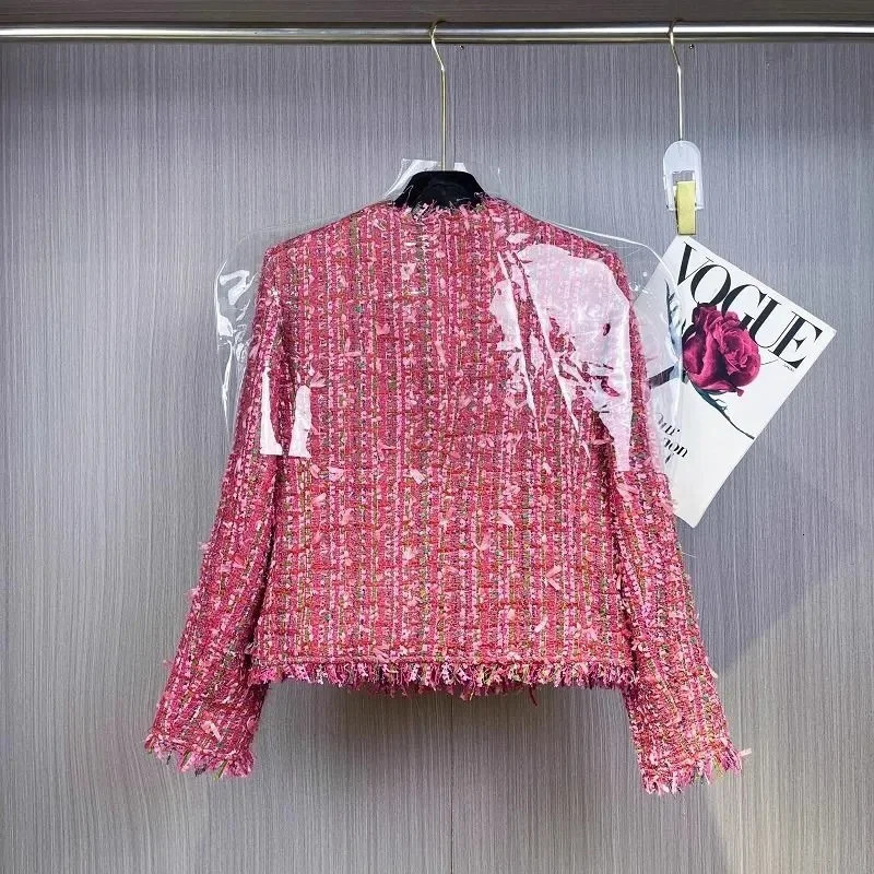 Spring Autumn Coat Women n Sense Korean Overcoat Fragrance Jacket Tweed Temperament Outwear Slim Fashion Top Female 250730
