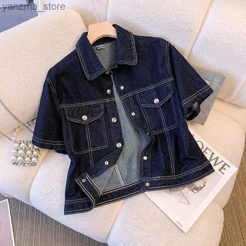 Womens Denim Jackets Strtwear Short Slve Summer Jean Jacket Outwear Ropa Mujer Fashion Retro Vintage Coat Cropped Tops L250730