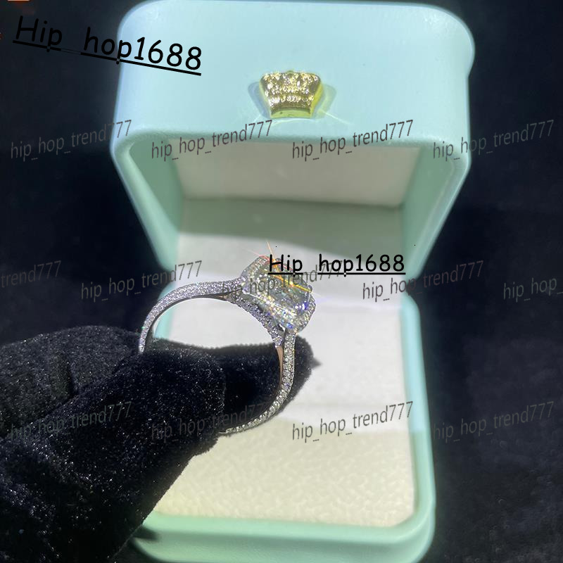 10K White Gold VVS Moissanite Radiant Cut Diamond Ring Fashion Wedding Ring Couple Set Engagement 925 Silver Rings Jewelry Women