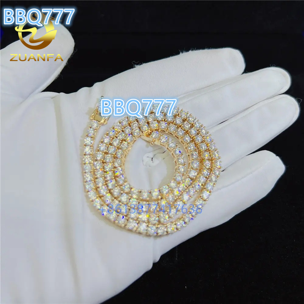 Factory Price 10K White Yellow Gold Diamond Gold Tennis Necklace 3mm 18 20 22 GRA Certificated VVS Moissanite Tennis Chain