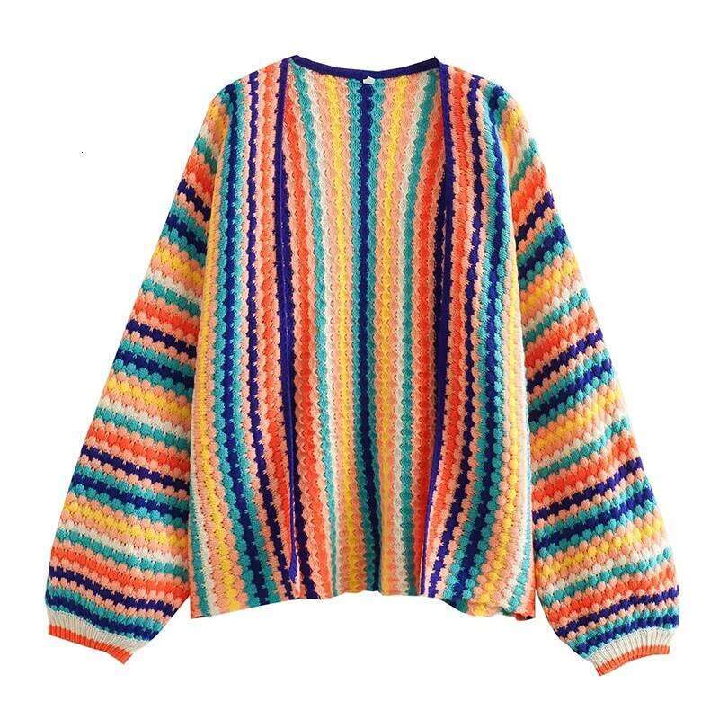 Designer Clothing 2025 Autumn Winter Cardigan Stripe Sweater Casual Multi-Color Hand Hook Loose Knit Women's Clothing Knitwear Soft Warm Female T