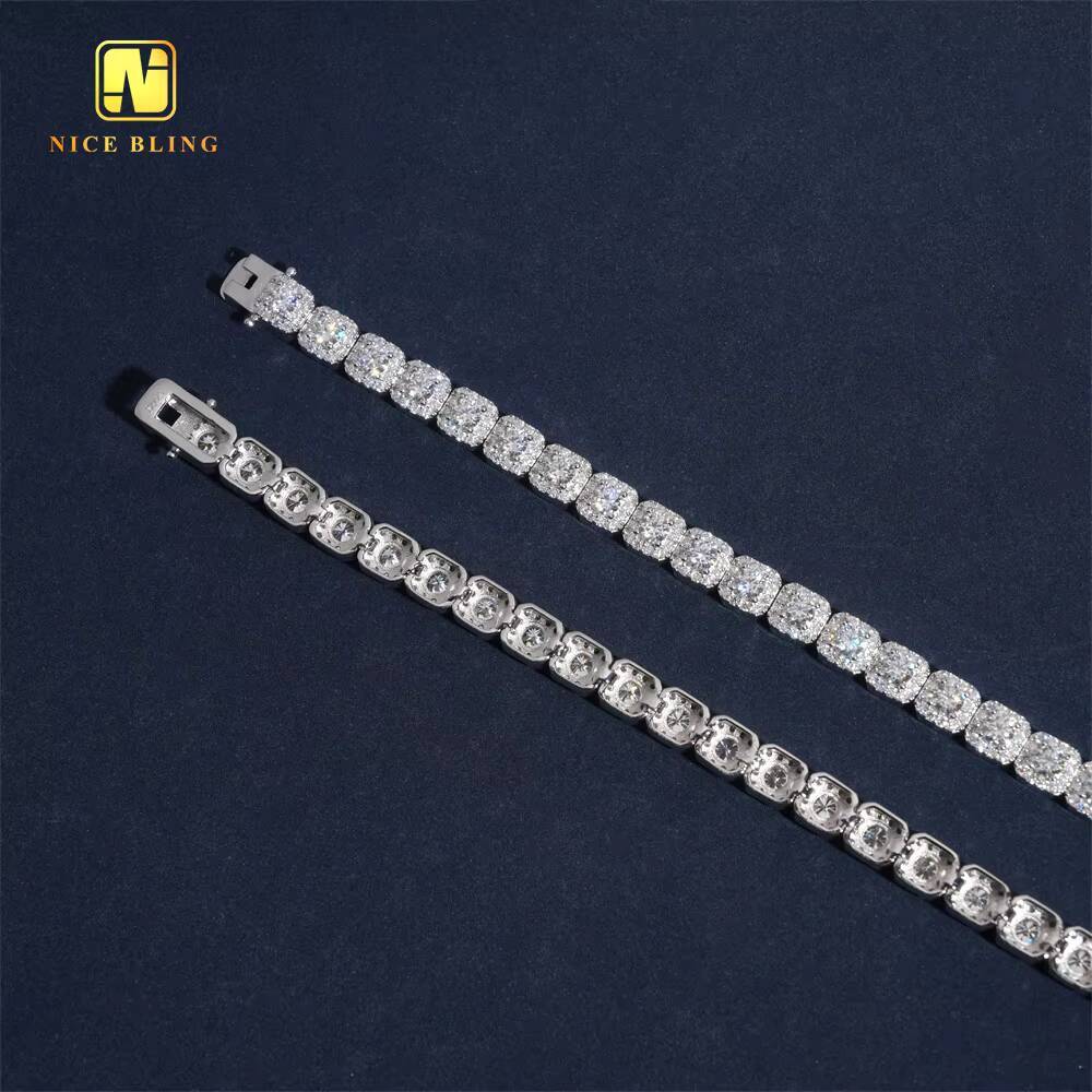 Pass Diamond Tester Hip Hop Unisex Jewelry Custom Iced Out Diamond Cuban Link Chain 925 Silver VVS Moissanite Bangle Bracelet