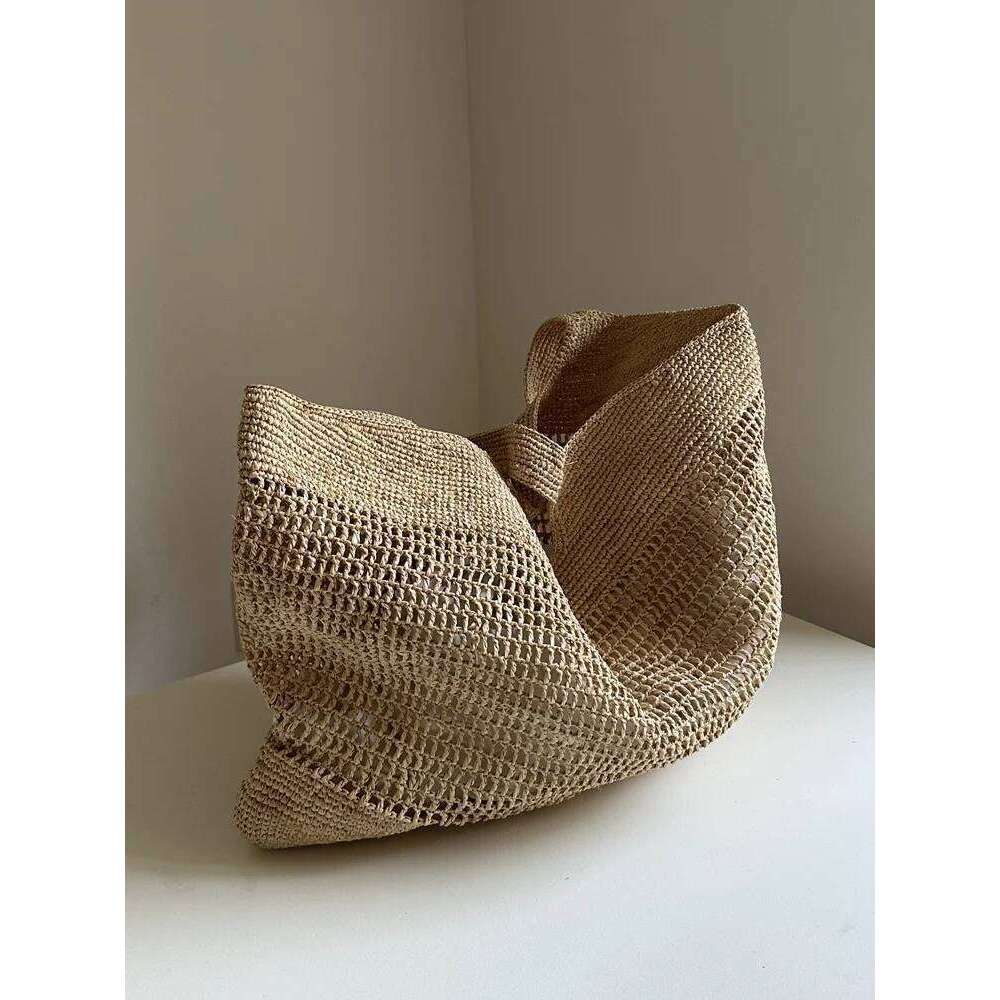 Summer Woven Beach Lady Fashion Large Capacity Tote Bag Travel Vacation Handbag Shoulder Crossbody Handheld Casual Female