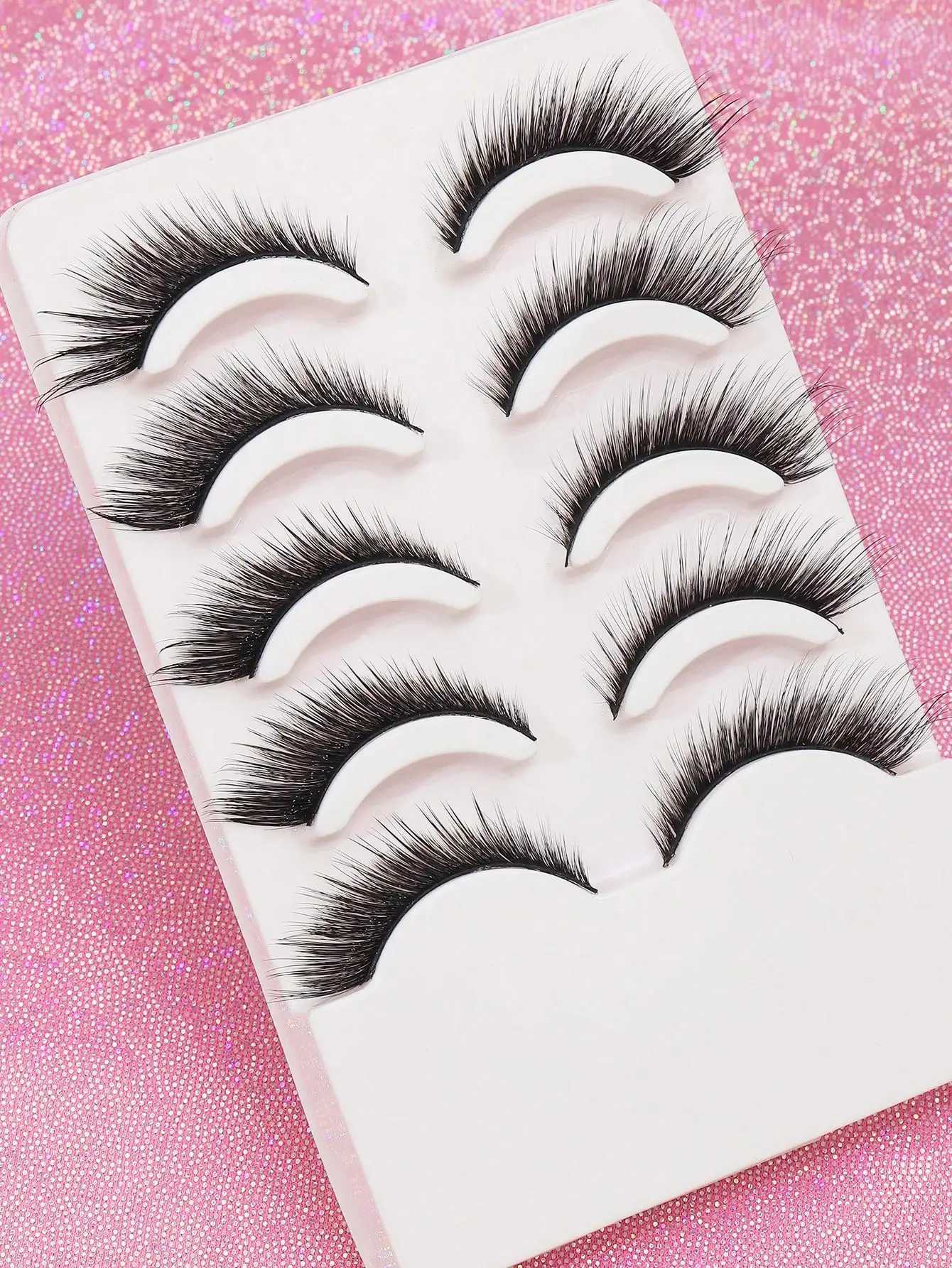 3/5/10 Pairs Cat Eye Lashes Faux Mink Eyelashes Winged End Eye Elongated Eyelashes Natural Long Manga Lashes Fake Lashes Makeup Z250730