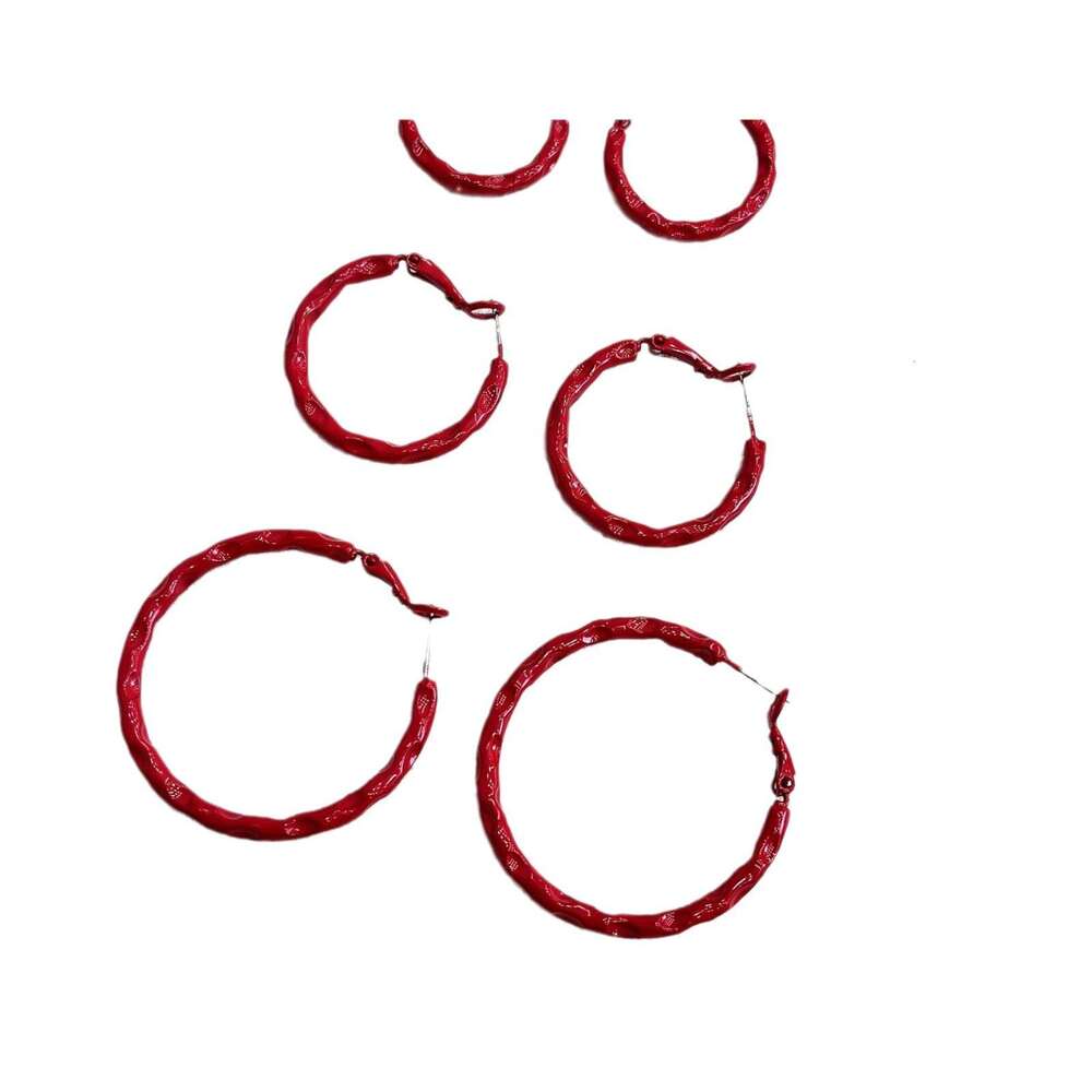 Anchor Red Circle Plain Hoop New High-end Earrings Elegant Versatile Ear Accessories e08