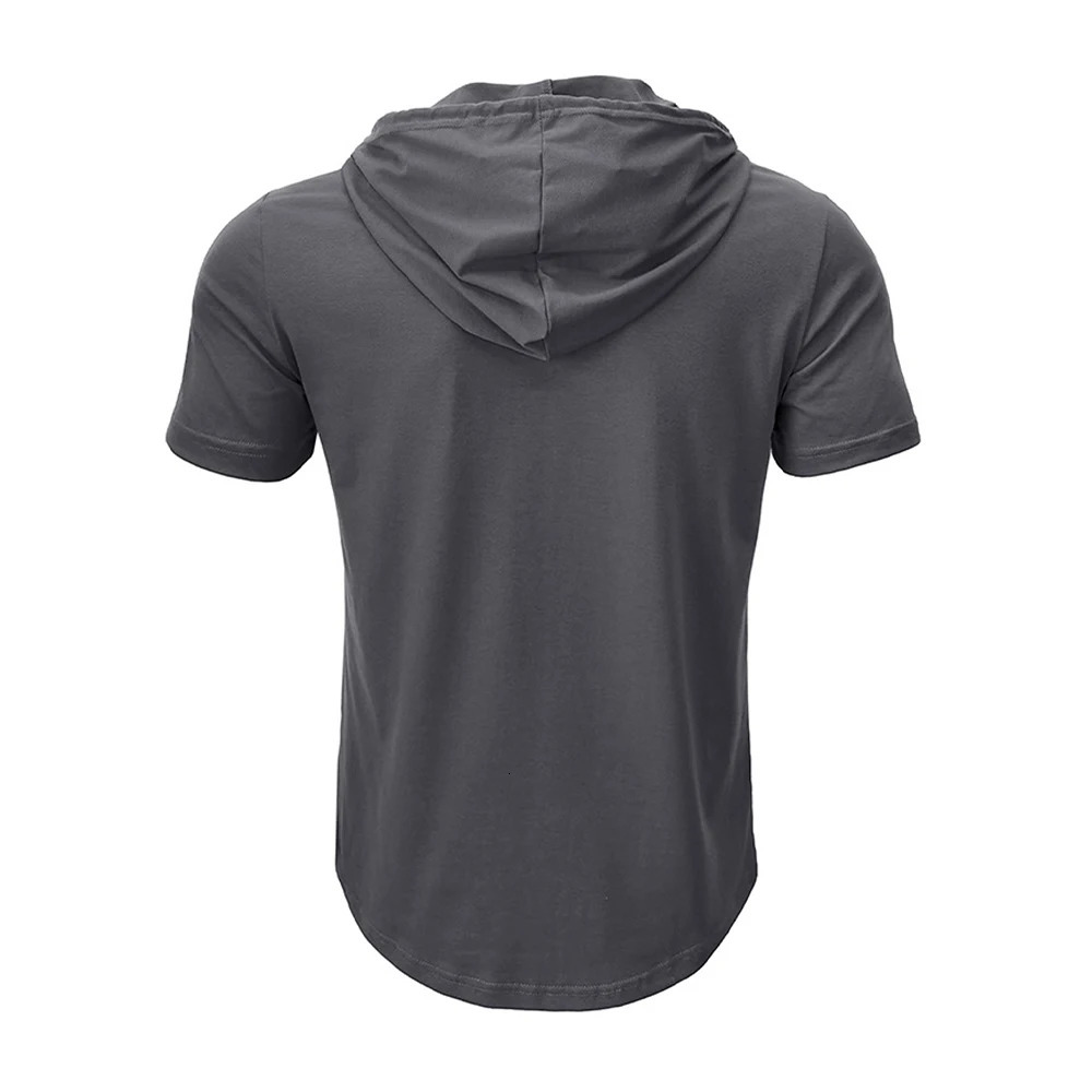 Mens T Shirt Summer Slim Fitness Hooded ShortSleeved Tees Male Lightweight Hoodie Breathable Sports Tops 250729