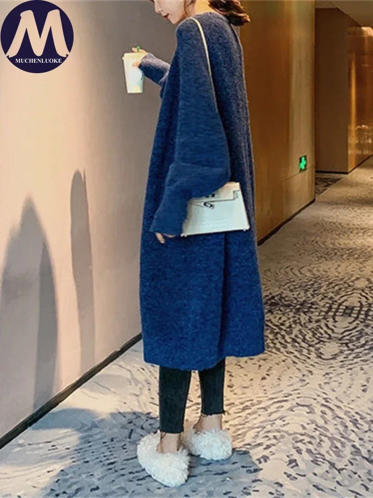 Womens Long Sleeve Knitted Cardigan Loose Sweater Casual Coats Autumn and Winter Clothing Fashion 250730