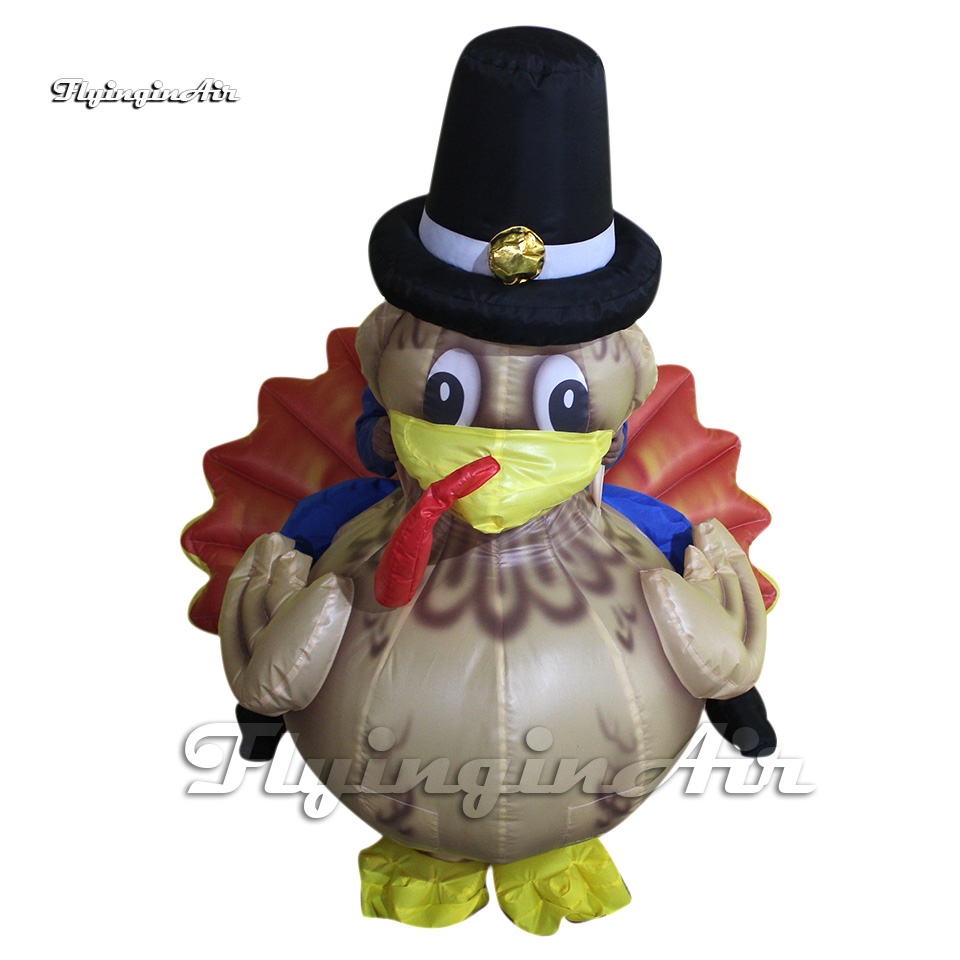 Funny Wearable Giant Inflatable Turkey Costume Blow Up Cartoon Animal Mascot Suit For Event