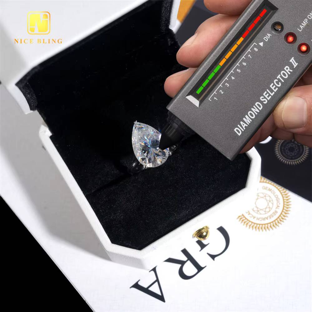 Pear Cut Big Moissanite Stone Wedding Ring 925 Sterling Silver VVS Moissanite Rings Jewelry Diamond Engagement Ring for Women