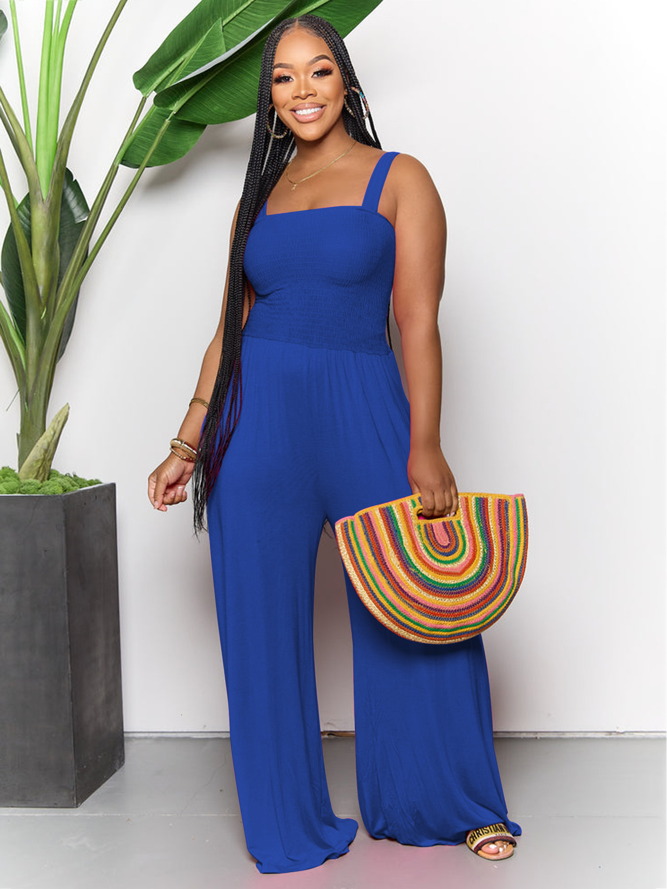 F1289 New Womens Solid Color Fashion Casual Jumpsuit