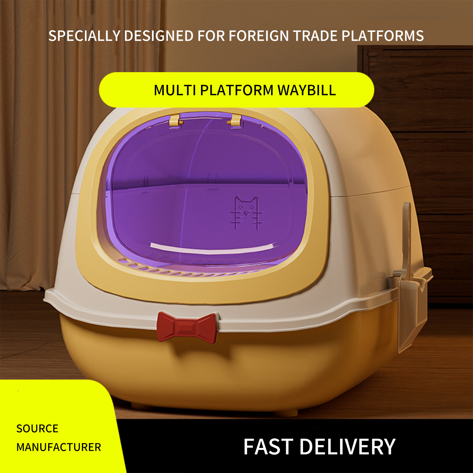 Cat toilet extra large butterfly style cat litter box fully enclosed extra large size gift shovel manufacturer pet supplies wholesale