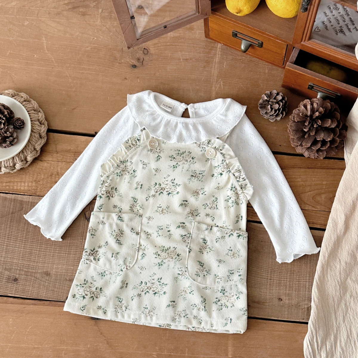 Korean Style Baby Boys Girls Clothes Set Strap Skirt Long Sleeved Top Breathable Casual Cute Sweet Indoor Spring Autumn Outfit 250729
