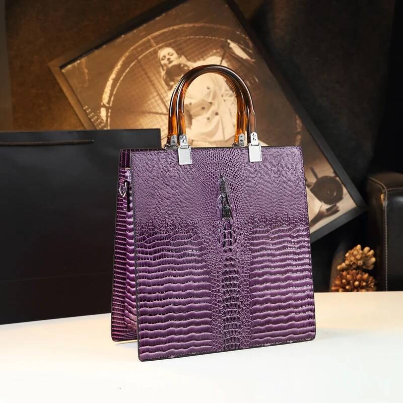 Genuine Leather Women Bags Brand Handbags Mother Tote Crocodile Pattern Fashion Shoulder Messenger Bag Trend Vertical