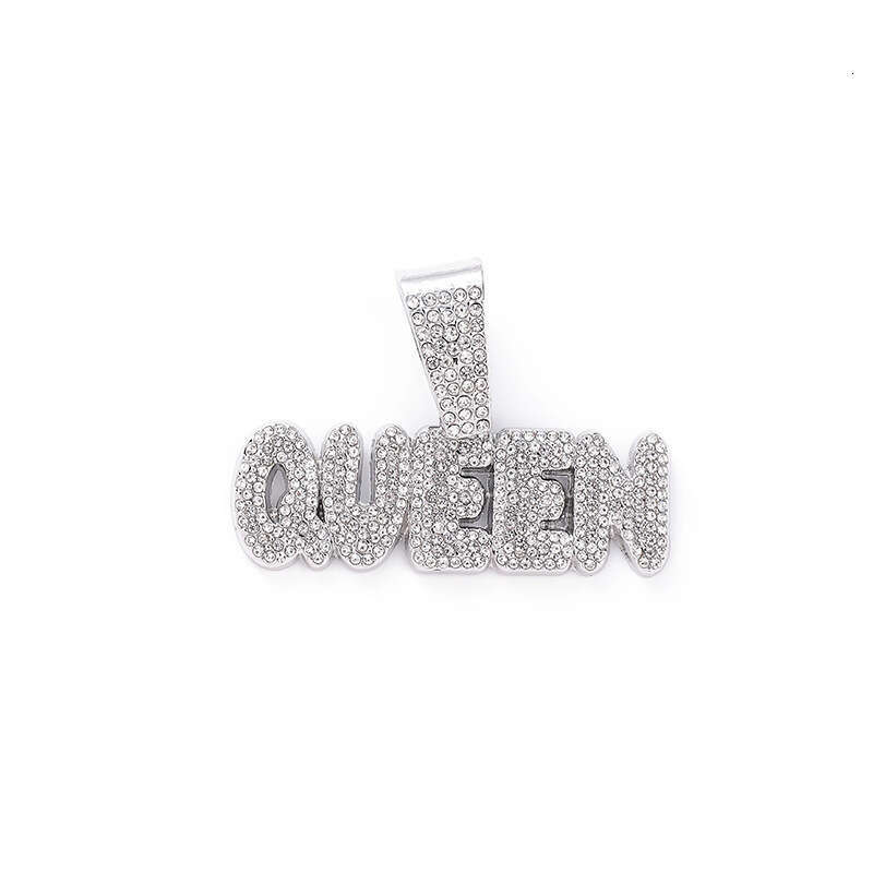 New Full Dia Letter Queen Pendant Hip Hop Personality Alloy Cuban Chain Creative Versatile Necklace