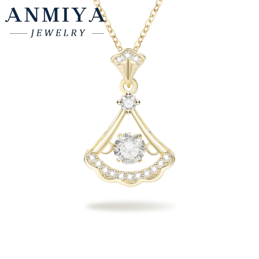 Custom Elegant 925 Silver Jewelry Fan Necklace for Women, Sterling Silver Pendant Necklace Gift, Dainty Silver Chain Necklace for Party