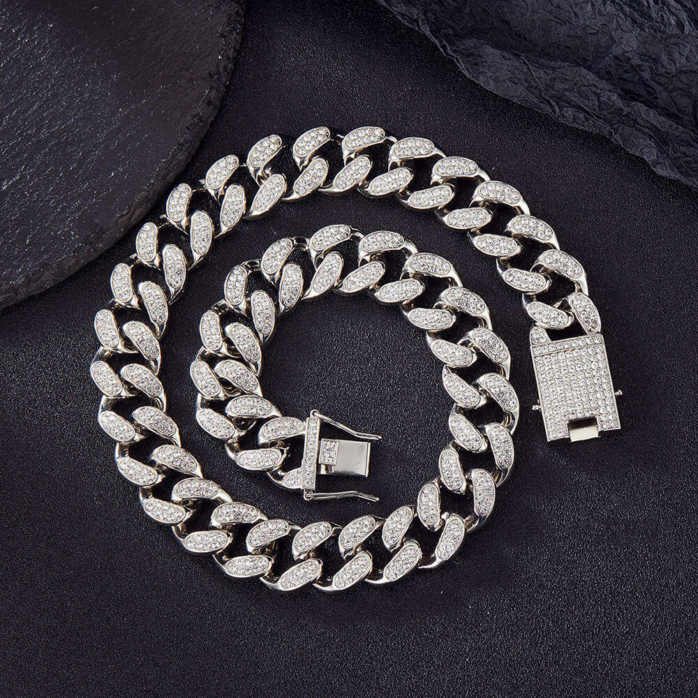 19mm Dia-Encrusted Chain Hip-Hop Exaggerated Personality Trendy Cuban Necklace