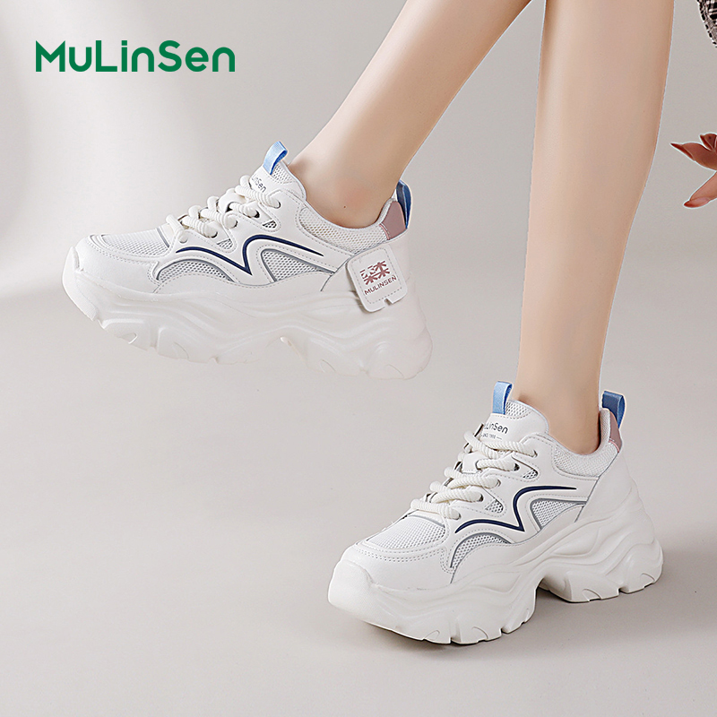 Mulinsen Italian small sailboat dad shoes women's 2025 spring and summer new white shoes comfortable all-match casual shoes