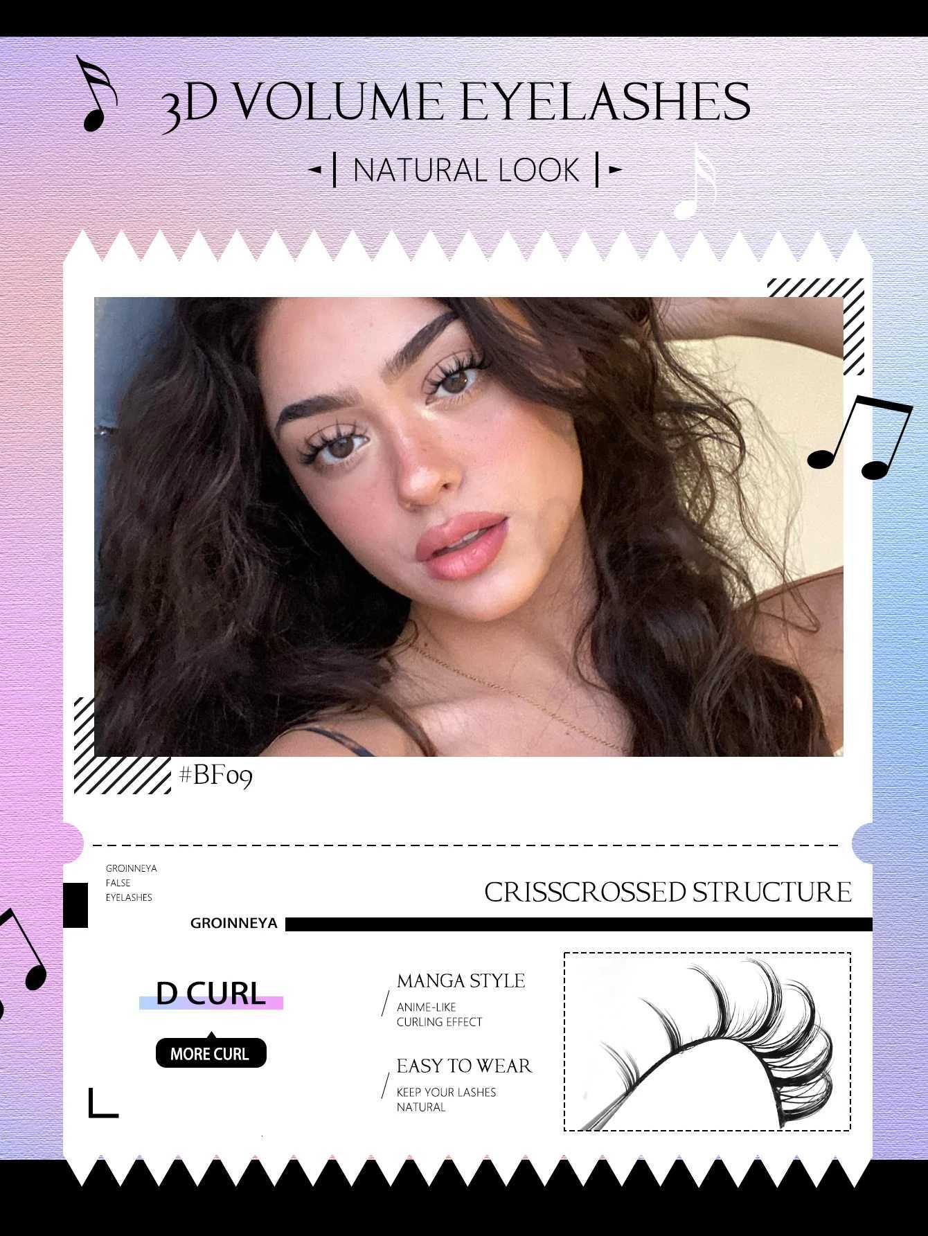 ROINNEYA Manga Eyelashes Natural Wet Lashes Natural Long Curl Long-lasting LashSoft Faux Mink Lashes Extension Makeup Z250730