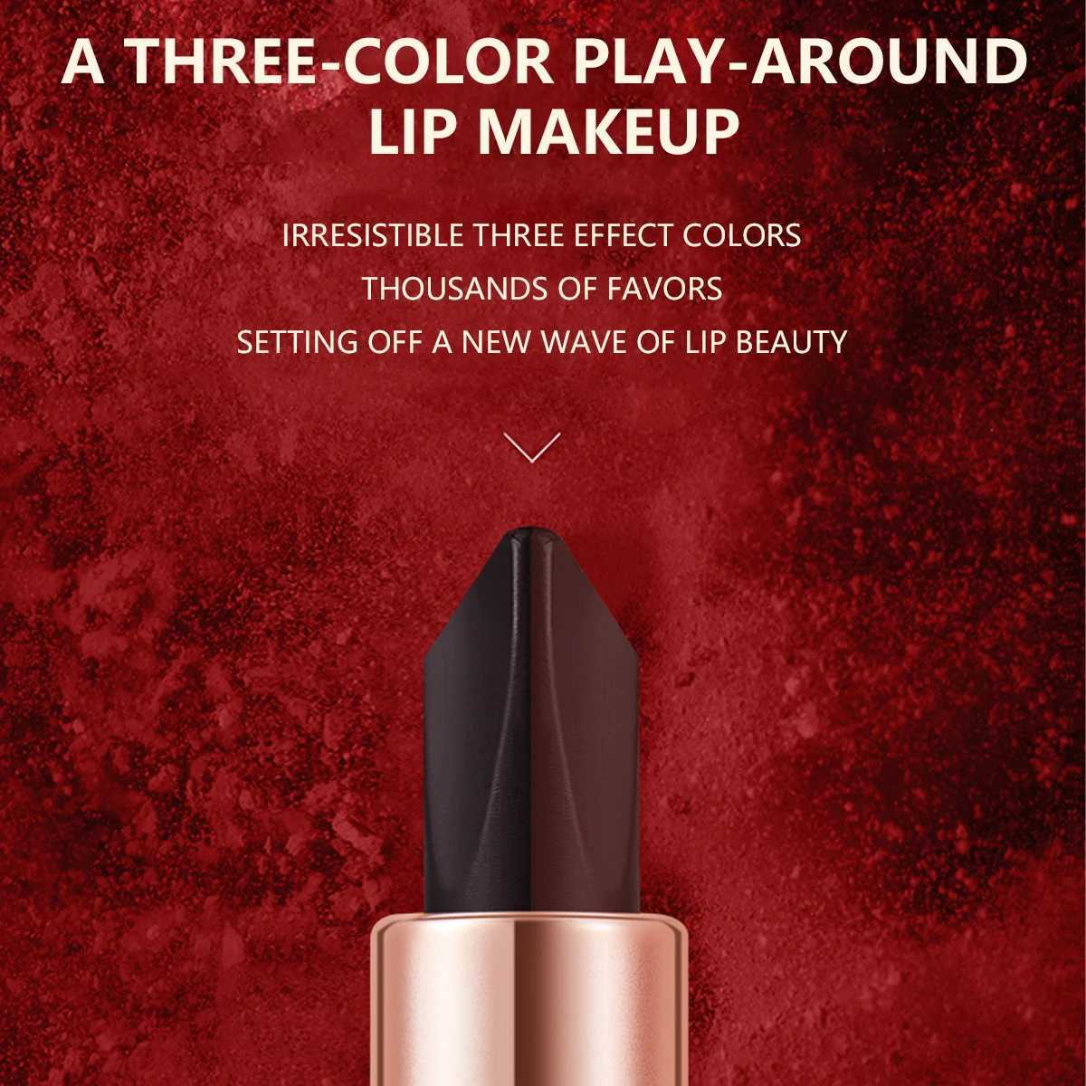 001 Satin-Like Color-Holding Tri-Color Lipstick Waterproof Long Lasting Liquid Lipstick Tint Moisturizing Tear Off Lip Stain G250729