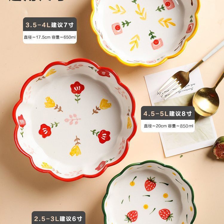 Air Fryer Special Bowl Oven Baking Bowl Steamed Egg Bowl Tableware Ceramic Bowl Household Oatmeal Fruit Salad Bowl Cherry 240826